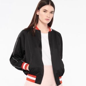 Sandro Satin Embroidered Bomber Never Worn